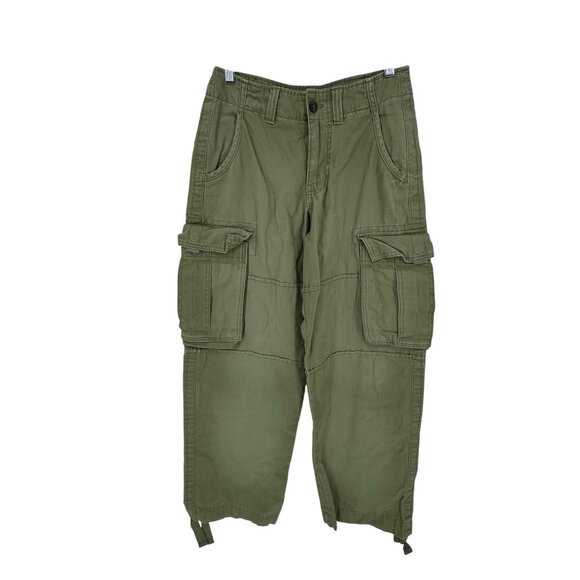 No Boundaries Canvas Cargo Pants Mens Size 28 Barrel Y2K Oversized Army Green - Picture 1 of 8